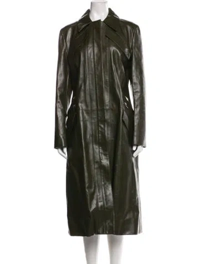 Pre-owned Proenza Schouler Calfskin Trench Coat In Green