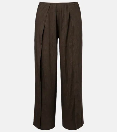 Proenza Schouler Calla Linen-blend Wide-leg Pants In Brown
