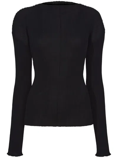 Proenza Schouler Camille Ribbed-knit Top In Black