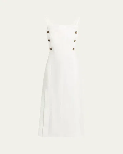 Proenza Schouler Candice Long Buttoned Linen Dress In Off White