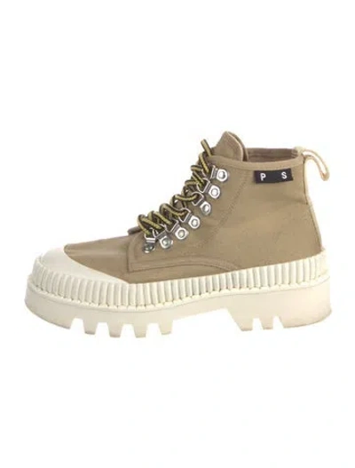 Pre-owned Proenza Schouler Canvas Boots In Neutral