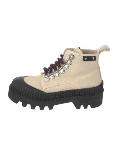 Pre-owned Proenza Schouler Canvas Colorblock Pattern Combat Boots