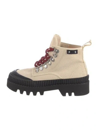Pre-owned Proenza Schouler Canvas Combat Boots In Black/neutrals