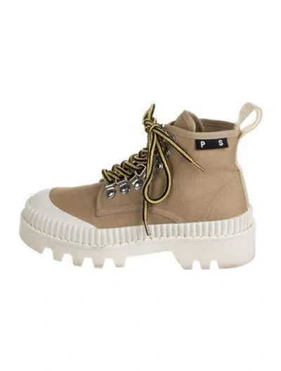 Pre-owned Proenza Schouler Canvas Hiking Boots In Neutral