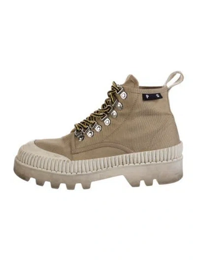 Pre-owned Proenza Schouler Canvas Hiking Boots In Neutrals