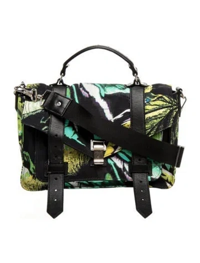 Pre-owned Proenza Schouler Canvas Top Handle Bag In Green