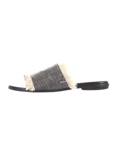 Pre-owned Proenza Schouler Canvas Tweed Pattern Slides In Neutrals