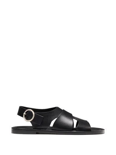 Proenza Schouler Capri Leather Fisherman Sandals In Black
