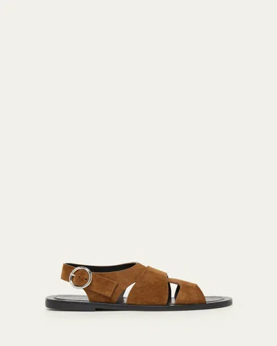 Proenza Schouler Capri Fisherman Suede Sandals In Brown