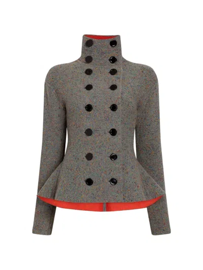 Proenza Schouler Capucine Donegal-knit Jacket In Gray