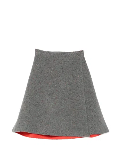 Proenza Schouler Capucine Donegal-knit Midi Skirt In Gray