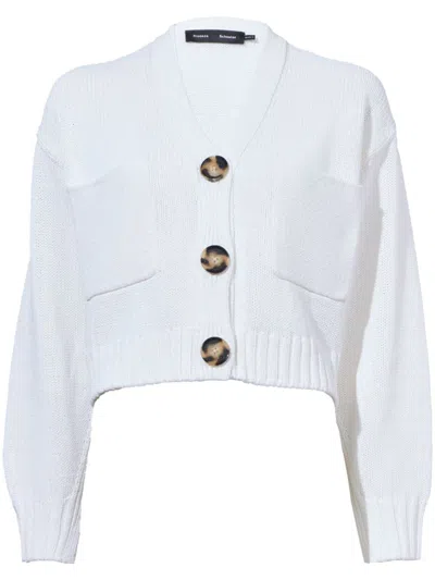 Proenza Schouler Cropped Knit Cardigan In Weiss