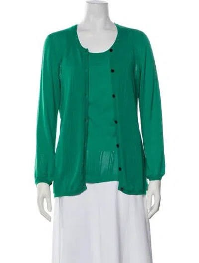 Pre-owned Proenza Schouler Cardigan Set. Scoop Neck Sweater In Green
