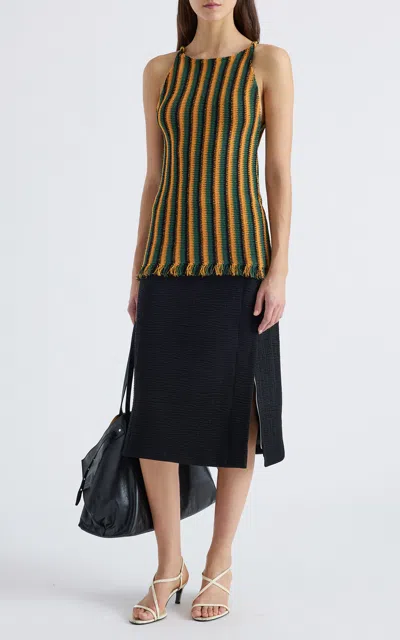 Proenza Schouler Carol Striped Knit Top In Orange