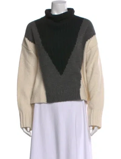 Pre-owned Proenza Schouler Cashmere Colorblock Pattern Sweater In Black