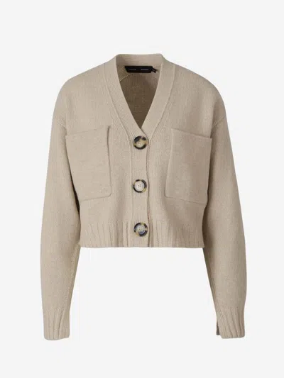 Proenza Schouler Sofia Crop Cashmere-wool Cardigan In Crema