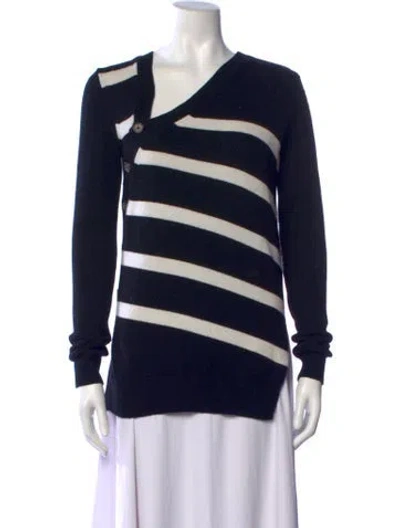 Pre-owned Proenza Schouler Cashmere Striped Sweater In Black/white