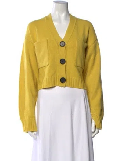Pre-owned Proenza Schouler Cashmere V-neck Sweater In Yellow