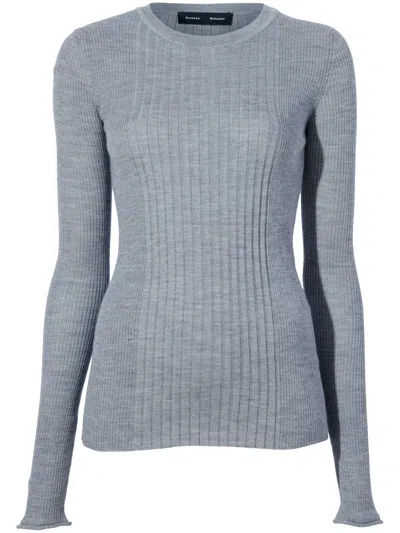 Proenza Schouler Ribbed-knit Long-sleeve Top In Grey