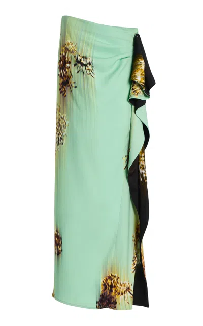 Proenza Schouler Cella Printed Maxi Skirt In Green
