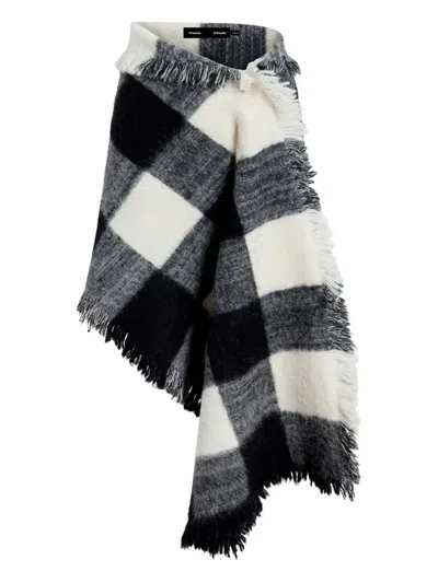 Proenza Schouler Kai Skirt In Brushed Glenplaid Knit Black Multi