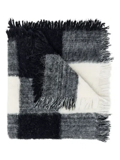 Proenza Schouler Checked Fringed Scarf In Gray