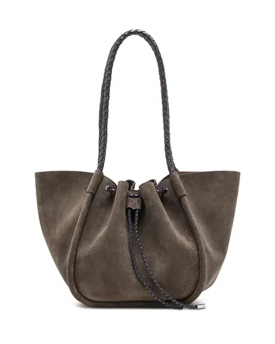 Proenza Schouler Large Ruched Tote In Suede And Braided Calf In Brown