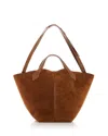 Proenza Schouler Large Chelsea Suede Tote In Saddle/silver