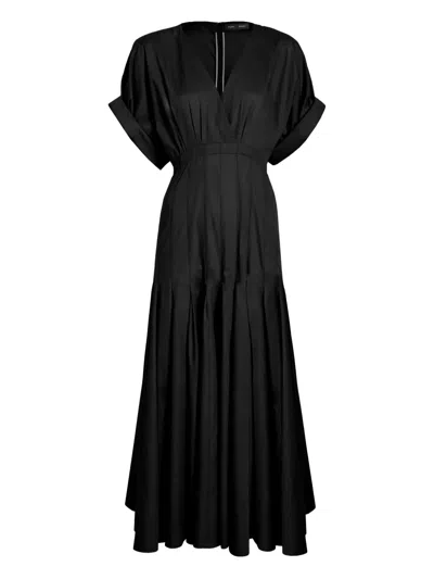 Proenza Schouler Ciara V-neck Pleated Maxi Dress In Black