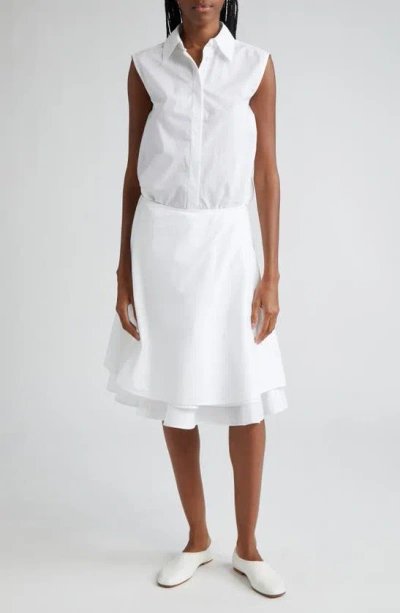 Proenza Schouler Cindy Drop Waist Washed Poplin Dress In White