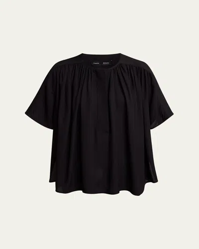 PROENZA SCHOULER CLAIRE SHIRRED VISCOSE GEORGETTE TOP