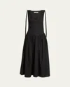 Shop Proenza Schouler Clayton Poplin Drop-waist Dress In Black