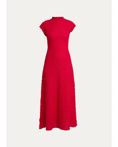 Proenza Schouler Cleo Stretch Jersey Jacquard A-line Midi Dress In Red