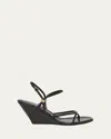 Proenza Schouler Coil Buckle Ankle-strap Leather Wedge Sandals In Black