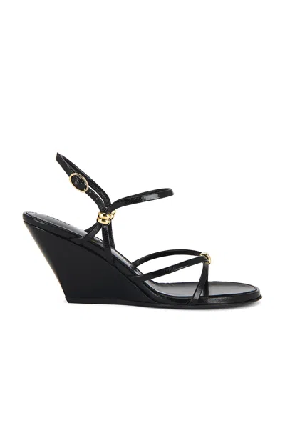 Proenza Schouler Coil Embellished Crinkled Glossed-leather Wedge Sandals In Black