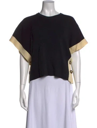 Pre-owned Proenza Schouler Colorblock Pattern Crew Neck Crop Top In Black