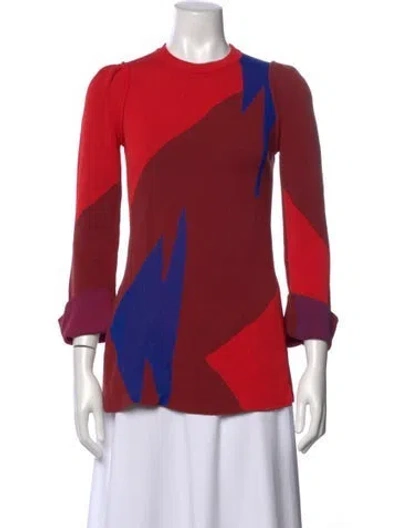 Pre-owned Proenza Schouler Colorblock Pattern Crew Neck Top In Red