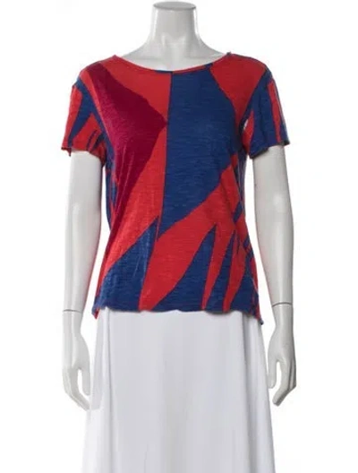 Pre-owned Proenza Schouler Colorblock Pattern Crew Neck T-shirt In Red