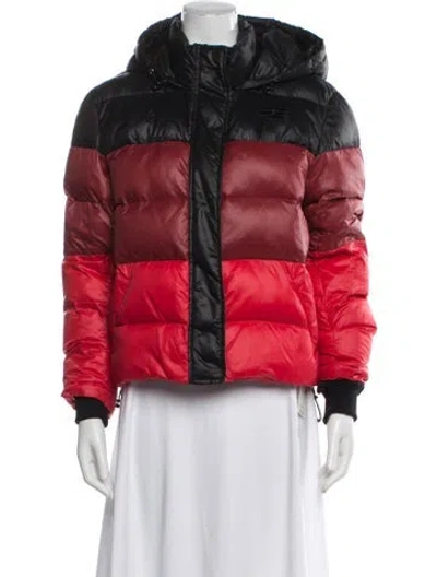 Pre-owned Proenza Schouler Colorblock Pattern Down Jacket In Red