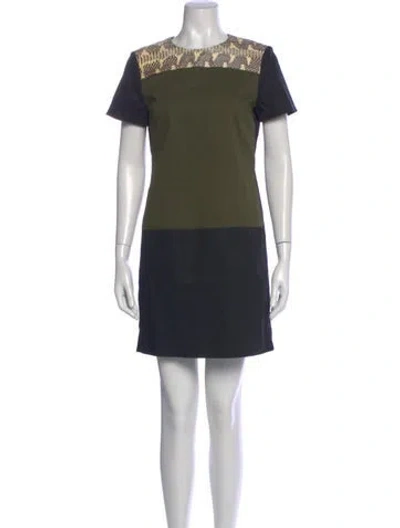 Pre-owned Proenza Schouler Colorblock Pattern Mini Dress In Black