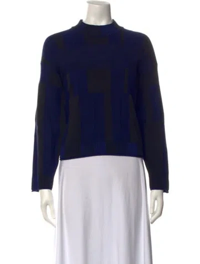 Pre-owned Proenza Schouler Colorblock Pattern Mock Neck Sweater In Blue