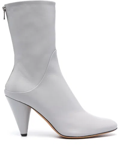 Proenza Schouler Cone 95mm Leather Boots In Grey