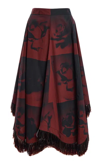 Proenza Schouler Constanza Fringed Cotton Midi Skirt In Brown