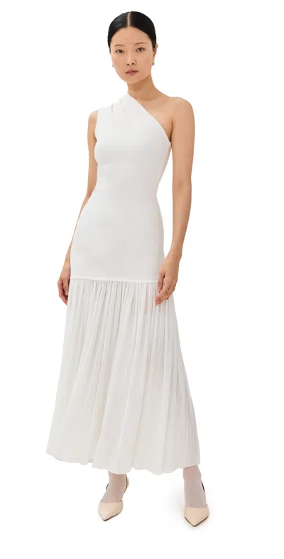 Proenza Schouler Cora Pleated Crepe Chiffon Long Dress In Ivory