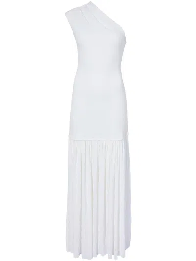 Proenza Schouler Cora Pleated Crepe Chiffon Long Dress In Ivory