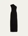 Proenza Schouler Cora Pleated Crepe Chiffon Long Dress In Black