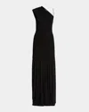 Proenza Schouler Cora Pleated Crepe Chiffon Long Dress In Black