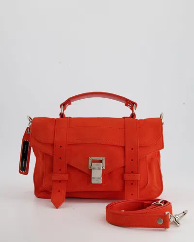 Proenza Schouler Coral Suede Ps1 Shoulder Bag With Silver Hardware In Orange