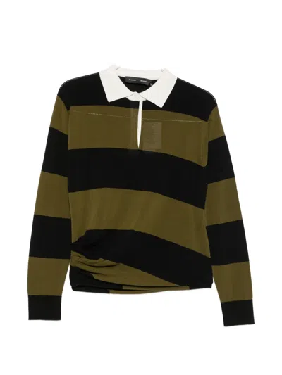 Proenza Schouler Corinna Striped Cotton Polo-shirt In Black
