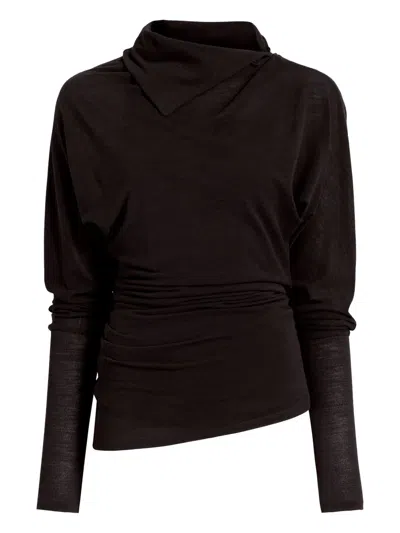 Proenza Schouler Cowl-neck Draped Top In Burgundy
